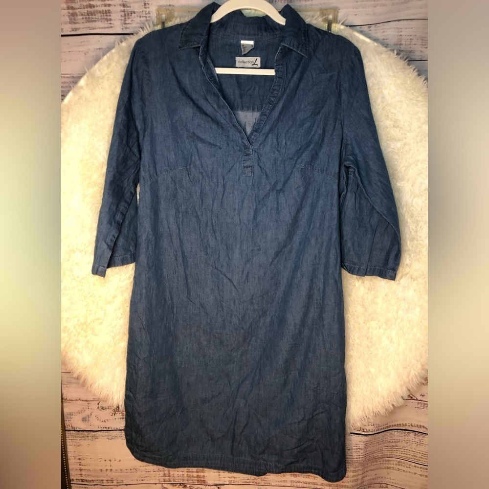 Blue Polo Collar Cuffed Sleeve Dress/Cover up size 6 NWOT - Picture 3 of 12